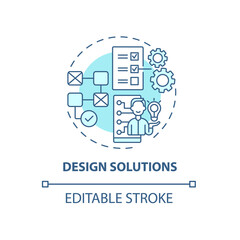 Design solutions concept icon. User-centered work process abstract idea thin line illustration. Creating user-friendly digital experience. Vector isolated outline color drawing. Editable stroke