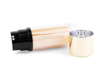 Plastic blank tube mockup isolated on white background, front view.