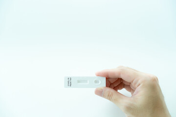2019 SARS-nCoV coronavirus or COVID-19 antigen test kit shown a positive result. COVID-19 ag test kit.