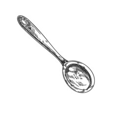 Sketch of a wooden spoon isolated on a white background. Vector