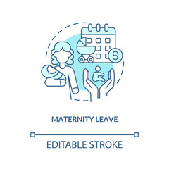 Fototapeta premium Maternity leave blue concept icon . Maternity rights and allowance abstract idea thin line illustration. Paid parental leave for newborn care. Vector isolated outline color drawing. Editable stroke