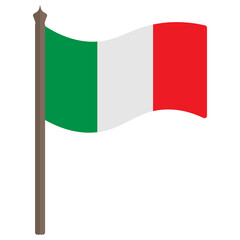 Flag of Italy. Tricolor fabric cloth. The national symbol of the state develops in the wind. Colored vector illustration. Isolated white background. Political topics. Flat style. 