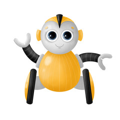 Cute fantastic robot isolated on white background.