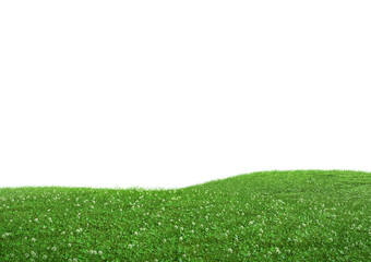 Realistic green grass hills isolated on white background. Bright 3d illustration.