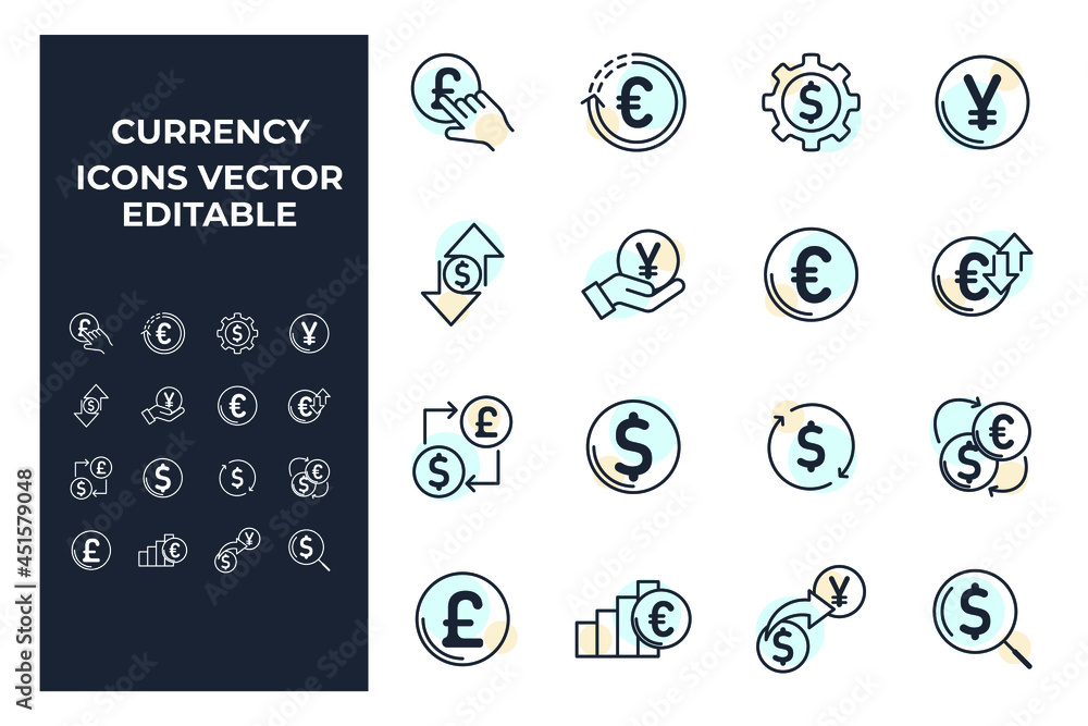 Poster set of currency elements symbol template for graphic and web design collection logo vector illustrat