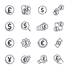 set of Currency elements symbol template for graphic and web design collection logo vector illustration