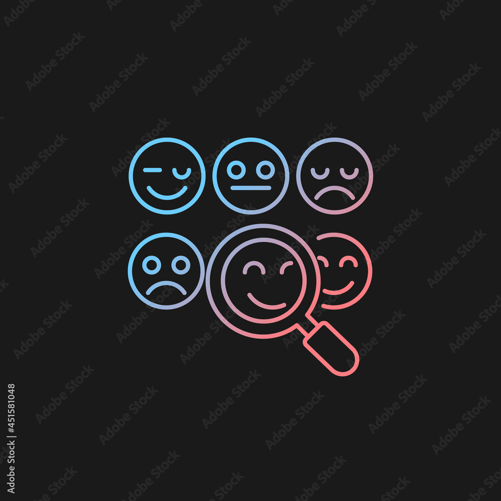 Poster reading emotions gradient vector icon for dark theme. face-to-face communication. non-verbal cues. e