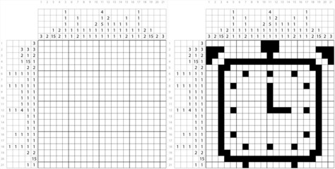 Fototapeta premium Alarm Clock Icon Nonogram Pixel Art M_2108001
