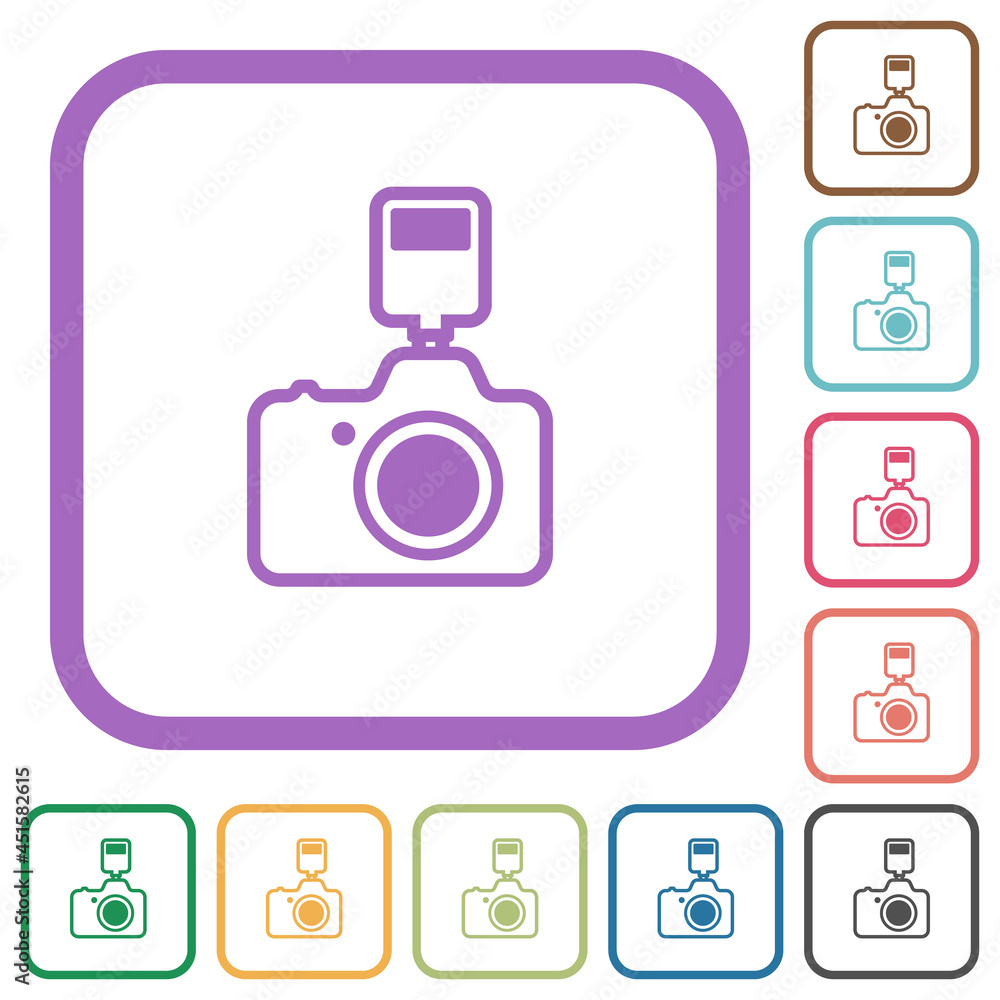 Poster camera with flash outline simple icons
