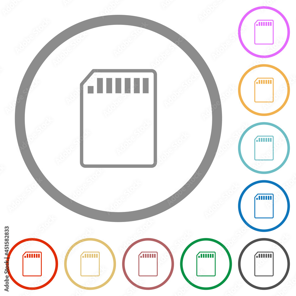 Poster sd memory card outline flat icons with outlines