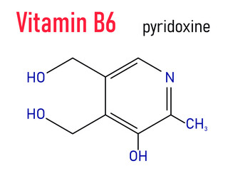 Vitamin B6 (pyridoxine) molecule. Skeletal formula.