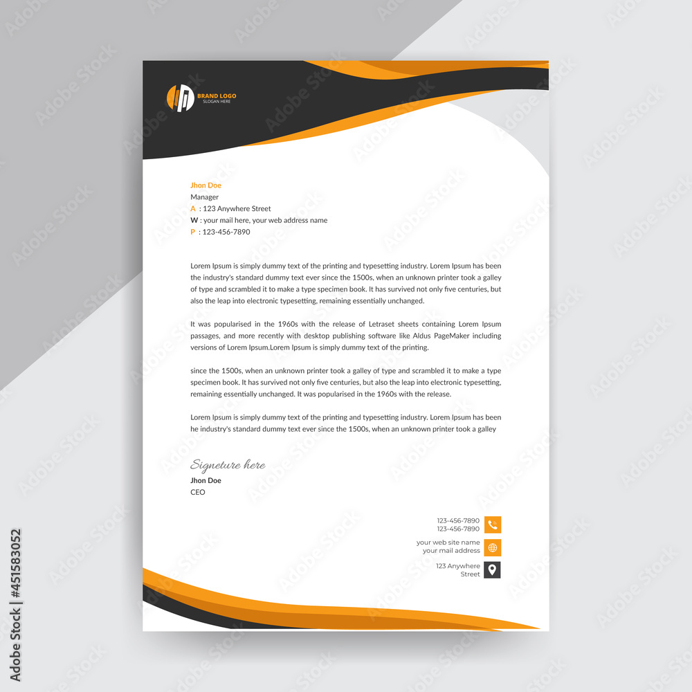 Wall mural professional business letterhead design template