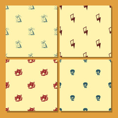 4 seamless patterns with simple retro vintage style hipster symbols, this pattern is perfect for backgrounds, shirts, pajamas, etc.