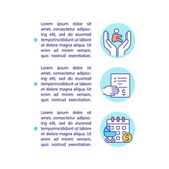 Apply for maternity benefit concept line icons with text. PPT page vector template with copy space. Brochure, magazine, newsletter design element. Paid leave linear illustrations on white