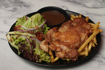 fried chicken with fries