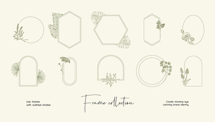 Bohemian Style vector frame set for brand identity, logo design