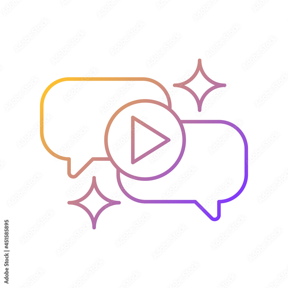 Poster talk show gradient linear vector icon. interview broadcast for television entertainment. speech bubb
