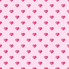 Heart pattern pixel art. Seamless pattern. Pixel art heart pattern. Valentine's Day.