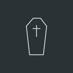 Coffin icon vector on navy background