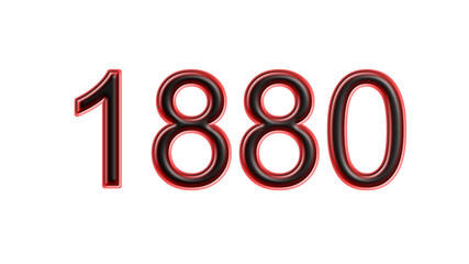 red 1880 number 3d effect white background