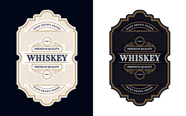 Whiskey Bourbon Vintage luxury antique border frame western engraving label for beer wine whiskey alcohol product box packaging label 
