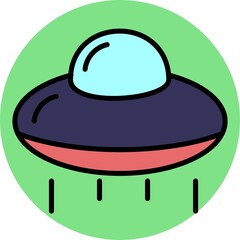 SpaceShip Vector Line Filled Circle Icon Design