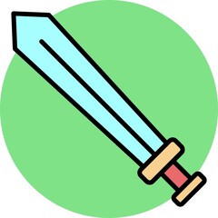 Sword Vector Line Filled Circle Icon Design