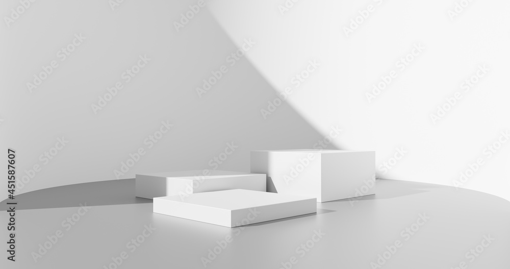 Fototapete white product background or empty blank space room design and abstract minimal shadow template displ