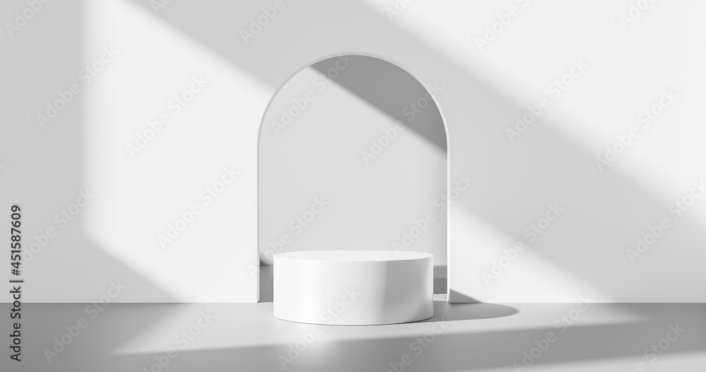 Fototapete white product background or empty blank space room design and window light minimal shadow display pl