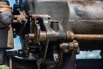 Canandaigua NY Steam Engine Association Pageant of Steam on Saturday, Aug 14, 2021. Close-up of the...