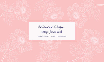 Vintage card hand drawn pattern and leaves flower floral wreath Floral frame for flowershop with label design Summer rose flowers greeting card Floral background for cosmetic packaging.vector illustr