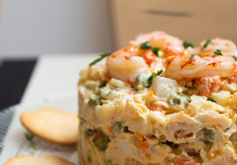 Olivier salad with shrimp