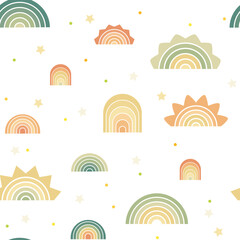 Seamless pattern with earthy coloured rainbows