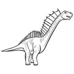 Dinosaur sketch hand engraved. Vector illustration of an extinct prehistoric animal.
