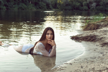 Summer day with a beautiful brunette