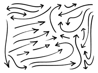 Hand-drawn arrows doodle writing set