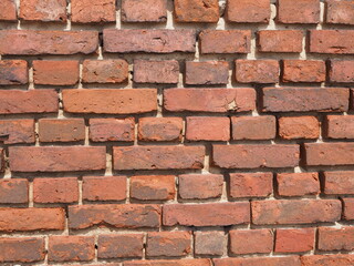Close up of red brick wall, good as background. Copy space for your design. Web banner. 