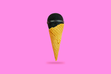 microphone in an ice cream cone. creative microphone in the horn