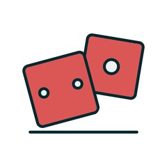 Dice Vector Line Two Color Icon Design