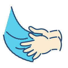 タオルで手を拭く　ベクター