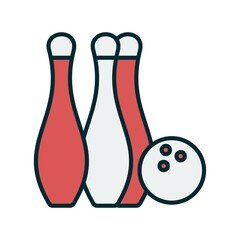 Bowling Vector Line Two Color Icon Design