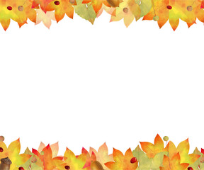 もみじやカエデやどんぐりなどの秋のオシャレな白バックフレーム