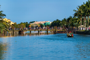 Canal view at Hoi An old town in Vietnam.