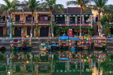 Canal view at Hoi An old town in Vietnam.