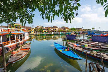 Fototapeta na wymiar Canal view at Hoi An old town in Vietnam.