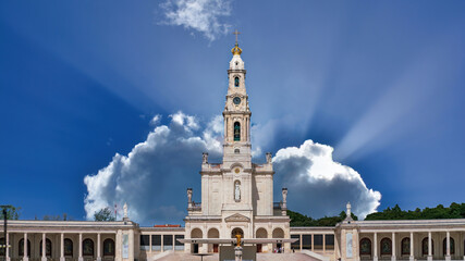 Fatima, Portugal - April 2018: Sanctuary of Fatima, Portugal. One of the most important Marian Shrines and pilgrimage location in the world for Catholics