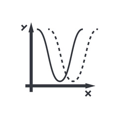 Black outline parabola symbol. education and knowledge vector icon. - obrazy, fototapety, plakaty