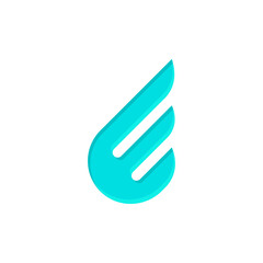 letter e, wings logo