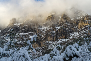 Fototapeta na wymiar Snowcapped mountains, Ligurian Alps, Italy