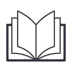 Black outline opened book symbol, education and knowledge vector icon